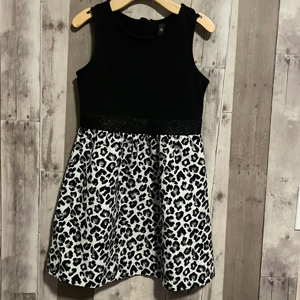 Jessica Simpson Gray & Black Leopard Print Dress